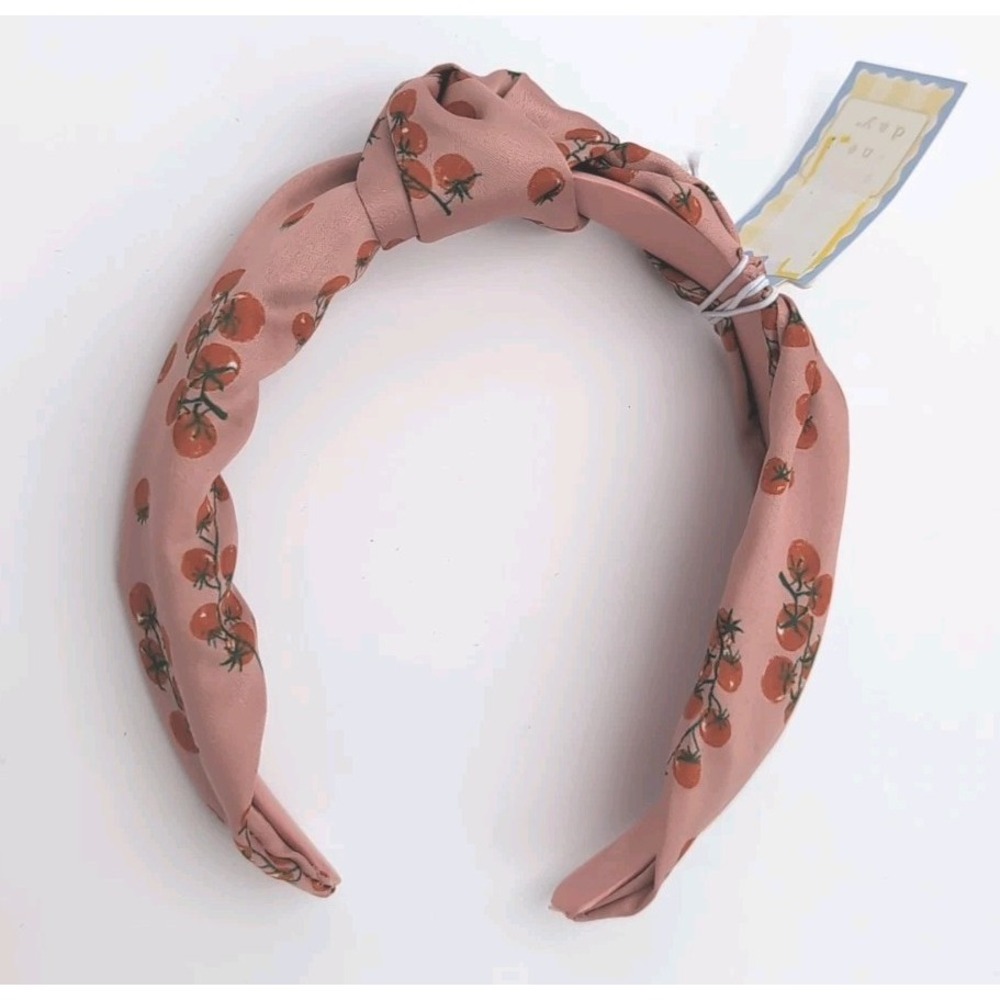 A New Day Satin Top Knot Pink W/tomato Vine Headband